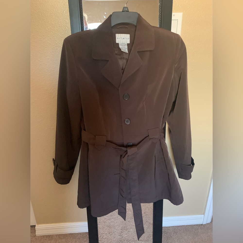 White Stag Brown Coat with Belt. Lightweight and comfortable.